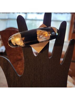Sequin™ Black & Silver Leaf-Accent Hinged Bangle Bracelet – NWT